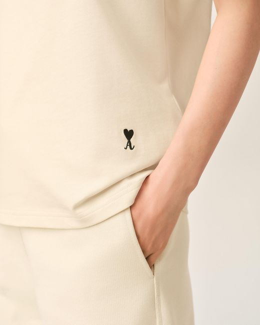 AMI Natural Ecru Printed Cotton "Don'T Forget To Love" T-Shirt