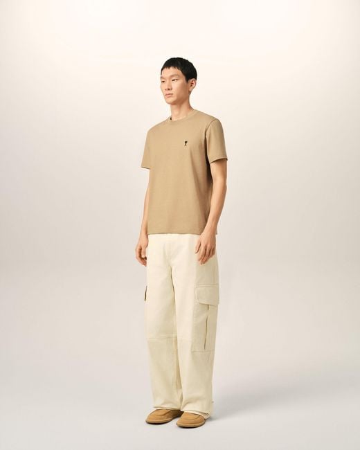 AMI Natural Cotton T-Shirt With Ami De Coeur for men