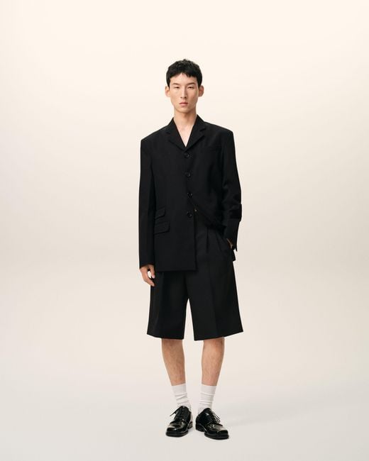 AMI Black New Wool Single Breasted Straight Jacket for men