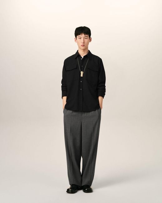 AMI Black Wool Shirt for men