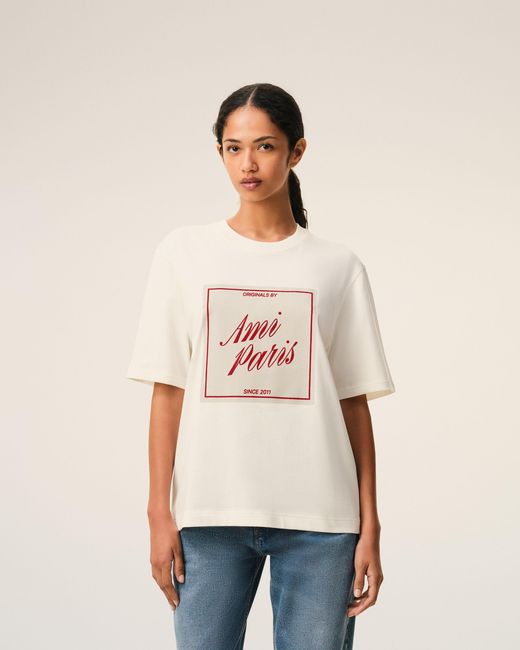 AMI Natural Cotton Heritage Print T-Shirt