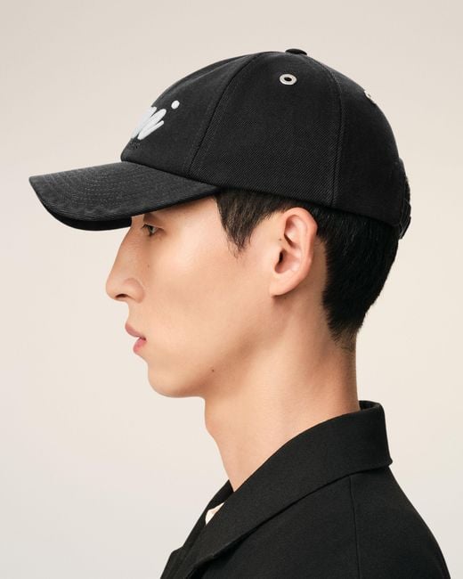 AMI Black Cotton Ami Felt Patch Cap
