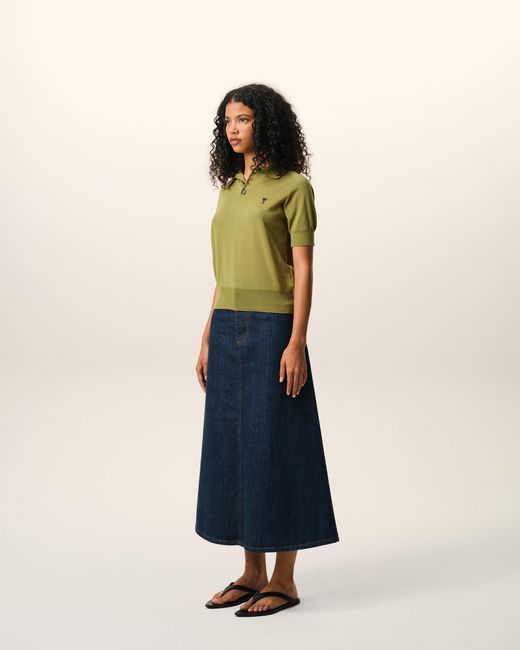 AMI Green Wool Short Sleeves Ami De Coeur Polo