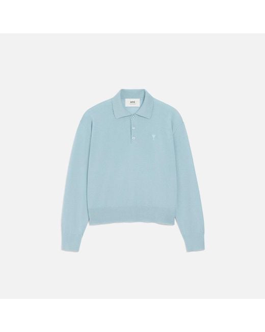 AMI Ami De Coeur Polohemd Aus Blauer Wolle Blau in Blue für Herren
