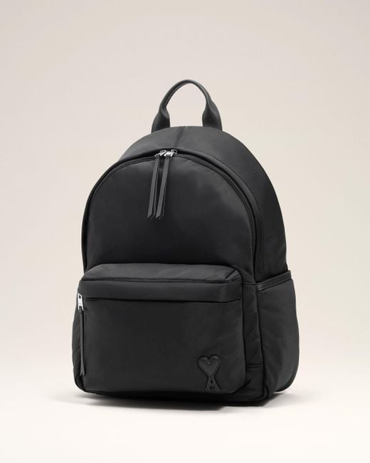 AMI Black Nylon Canvas Marcel Backpack
