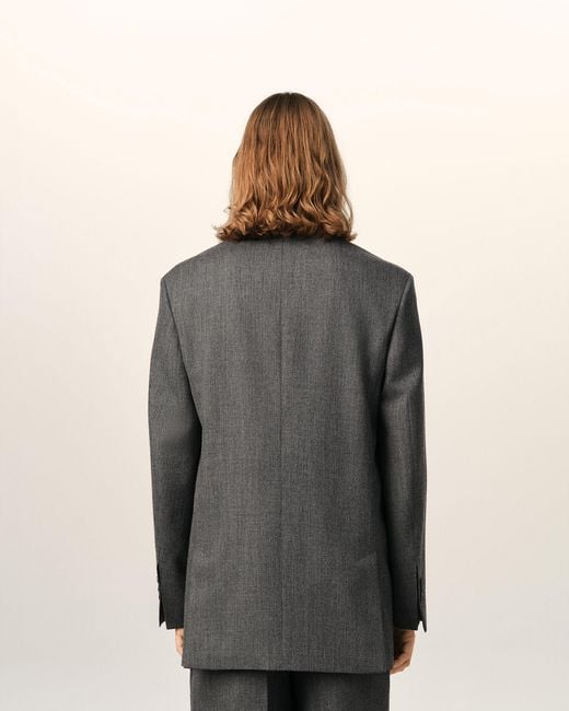 AMI Gray Double Breasted Wool Blazer for men