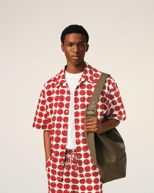 AMI Red Polka-Dot Boxy Cotton Short-Sleeve Shirt for men