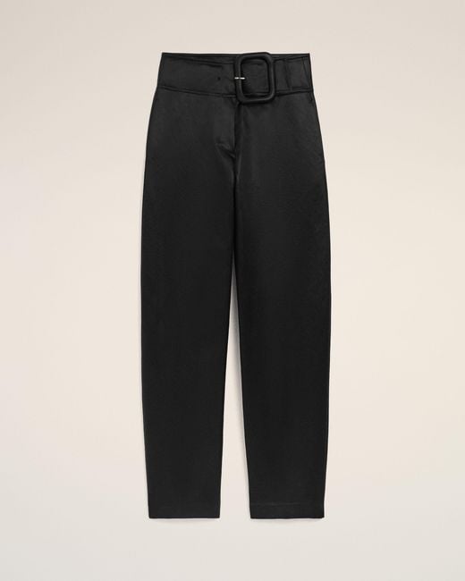 AMI Black Satin Buckled Belt Trousers
