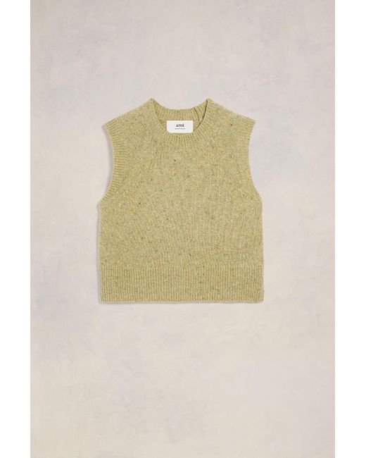 AMI Natural Ami Embroidery Sleeveless Sweater for men