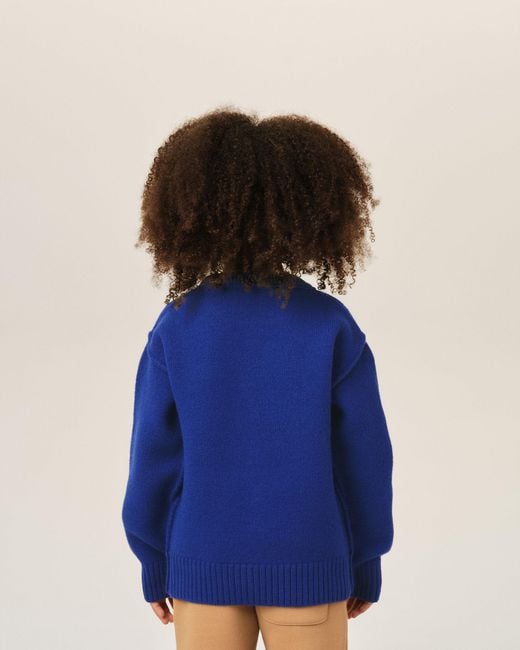 AMI Blue Crewneck Wool Sweater With Ami De Coeur