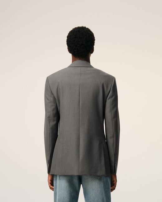 AMI Gray New Wool Double Breasted Straight Jacket for men