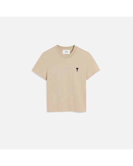 AMI Natural Cotton Cropped Ami De Coeur T-Shirt