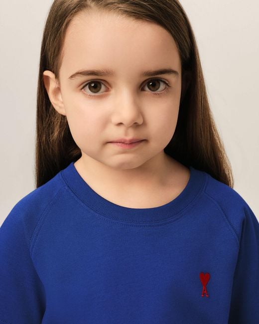 AMI Blue Cotton T-Shirt With Ami De Coeur