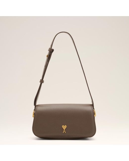 AMI Natural Cowhide Leather Paris Paris Shoulder Bag