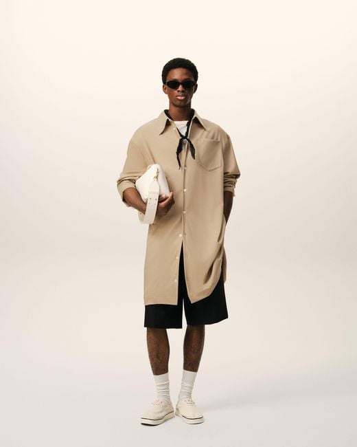 AMI Natural New Wool Ami De Coeur Wide Shirt Dress