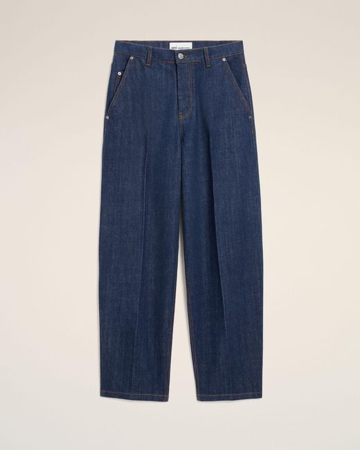 AMI Blue Cotton Balloon Fit Jeans for men