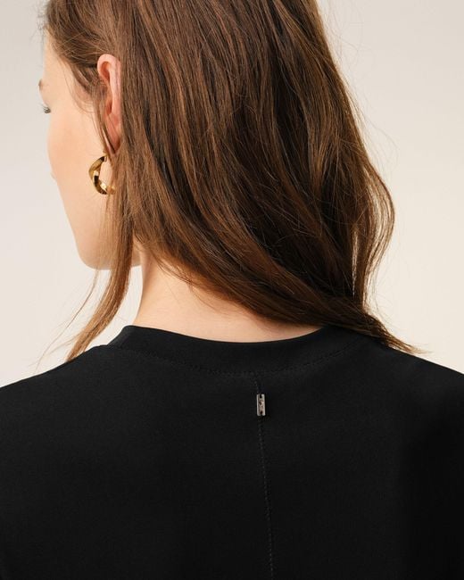 AMI Black Jersey Sleeveless Fitted Top
