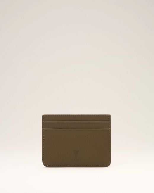 AMI Natural Cowhide Leather Card Holder With Ami De Coeur