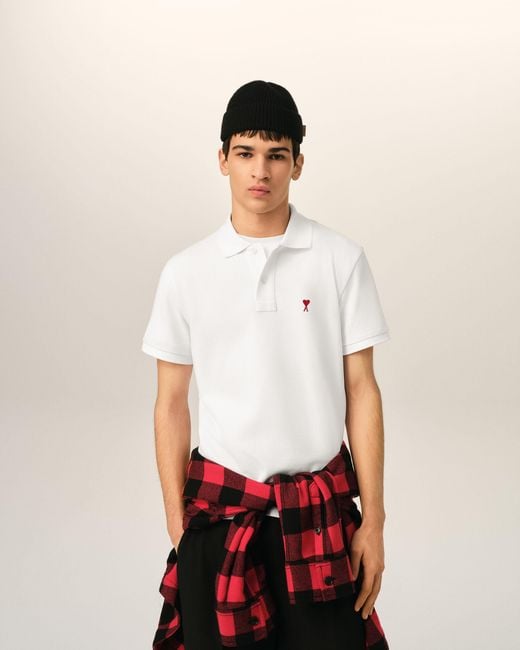 AMI Natural Cotton Polo With Ami De Coeur