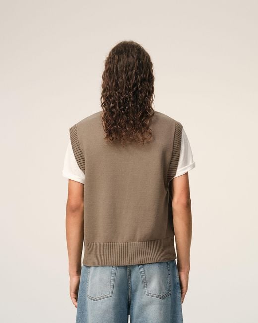 AMI Natural Wool And Cotton Sleeveless Ami De Coeur Sweater