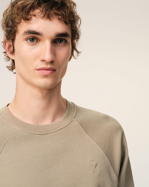 AMI Natural Cotton Embossed Ami De Coeur Sweatshirt