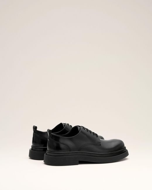 AMI Black Cow Leather Derbies Shoes for men