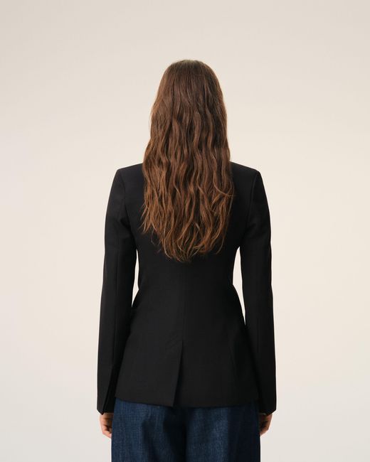 AMI Black New Wool Single Breasted Fitted Jacket