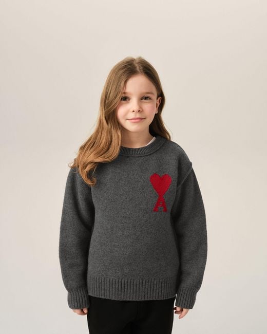 AMI Multicolor Crewneck Wool Sweater With Ami De Coeur