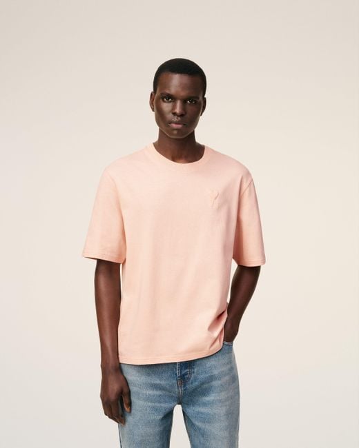 AMI Natural Ami De Coeur T-Shirt Mit Cosy-Fit Aus Rosafarbener Baumwolle Rosa