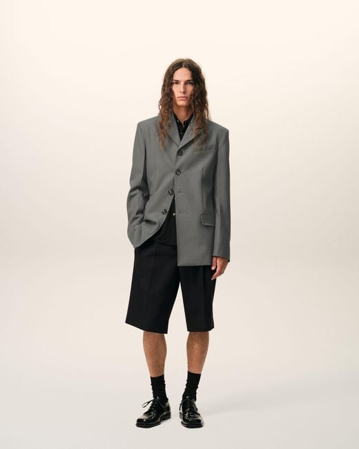 AMI Black New Wool Low Waist Wide Bermuda Shorts for men
