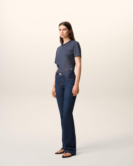 AMI Blue Cotton Bootcut Fit Jeans