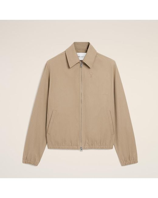 AMI Natural Cotton Ami De Cœur Zipped Jacket for men