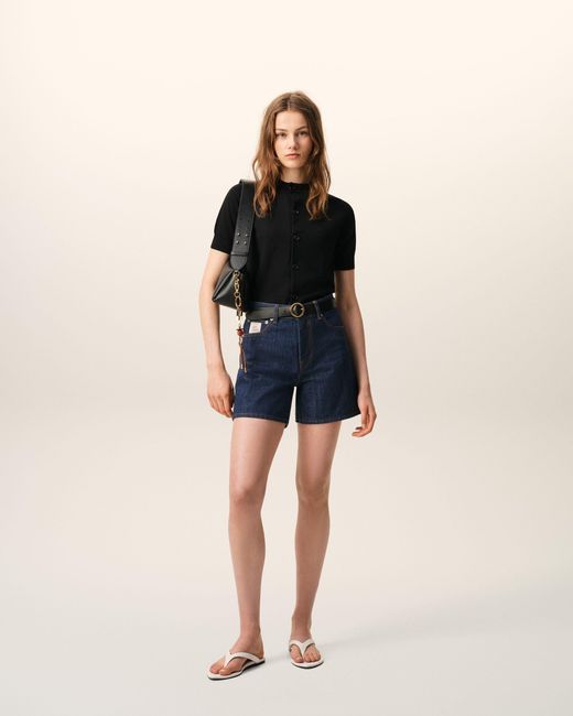 AMI Blue Cotton Heritage Label Shorts