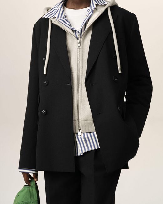 AMI Black Double Breasted Wool Blazer