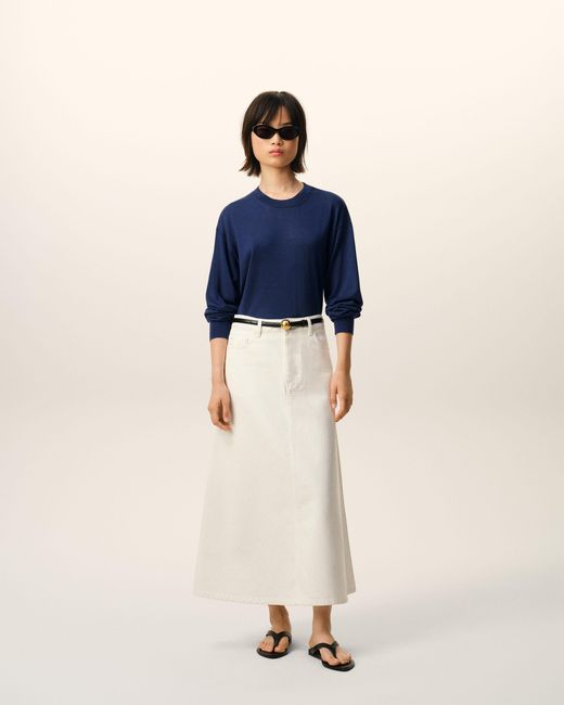 AMI Blue Bleu Thin Wool Crewneck Ami De Coeur Sweater