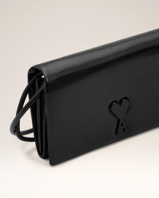 AMI Natural Cowhide Leather Voulez-Vous Wallet On Strap