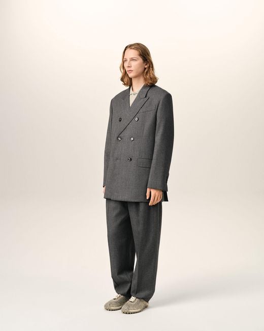 AMI Gray Double Breasted Wool Blazer for men