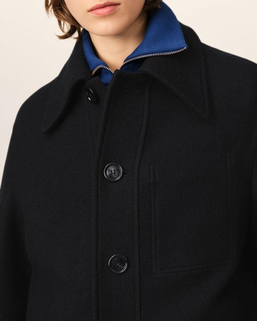 AMI Black Wool Button-Down Jacket
