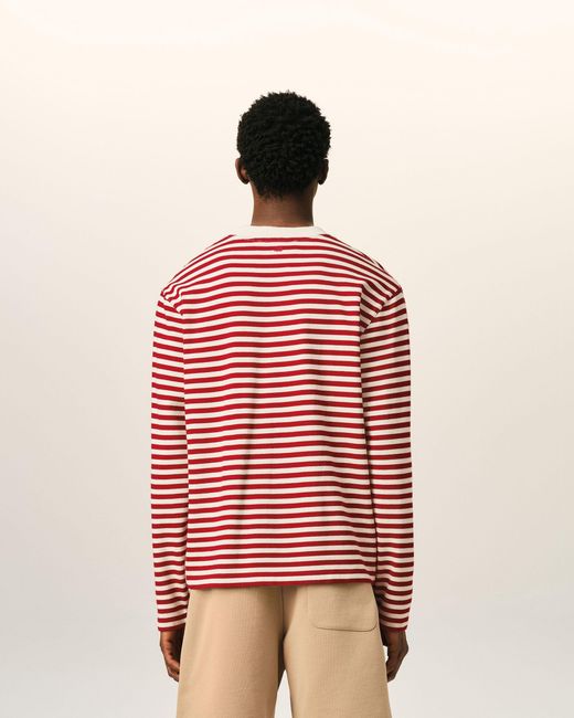 AMI Red And Mariniere Cotton T-Shirt With Ami De Coeur