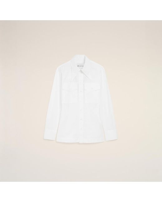 AMI Natural Cotton Sharp Collar Fitted Shirt