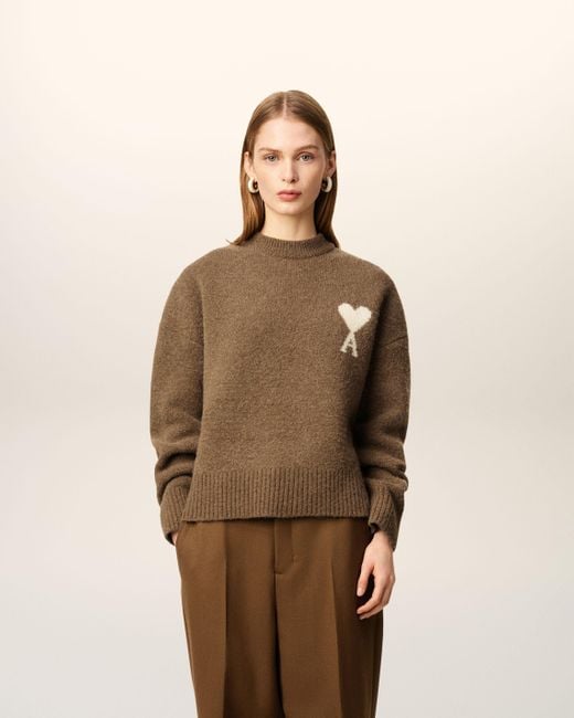 AMI Natural Alpaca Ami De Coeur Crewneck Sweater