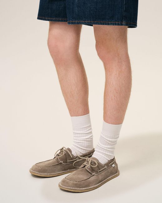 AMI Natural Cow Leather Boat Shoes