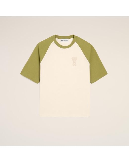 AMI Natural And Cotton Ami De Coeur Knitted Patch T-Shirt