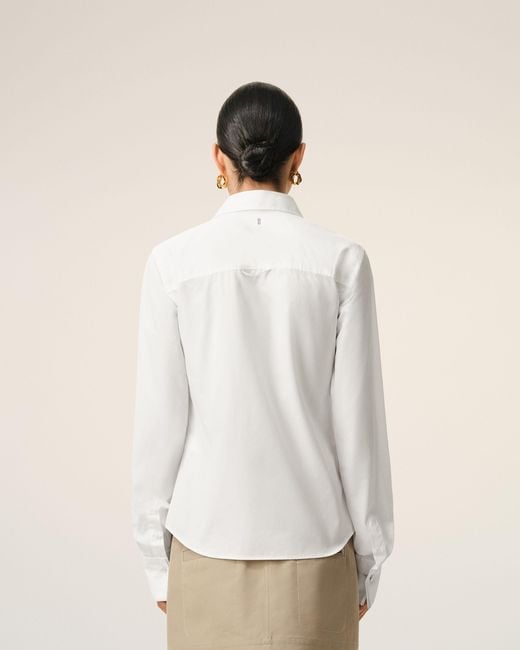 AMI Natural Blended Silk Sharp Collar Adjusted Shirt