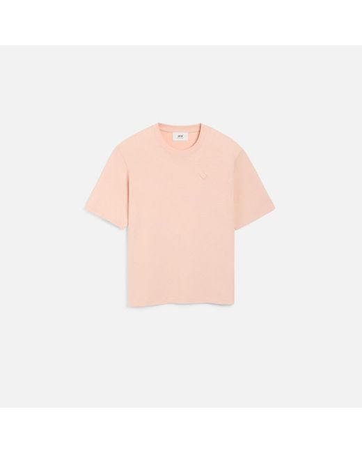 AMI Natural Ami De Coeur T-Shirt Mit Cosy-Fit Aus Rosafarbener Baumwolle Rosa