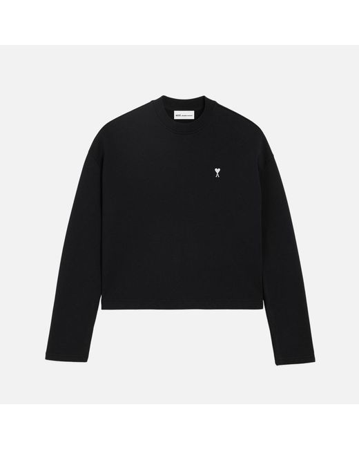 AMI Black Cotton Ami De Coeur Cropped Sweatshirt
