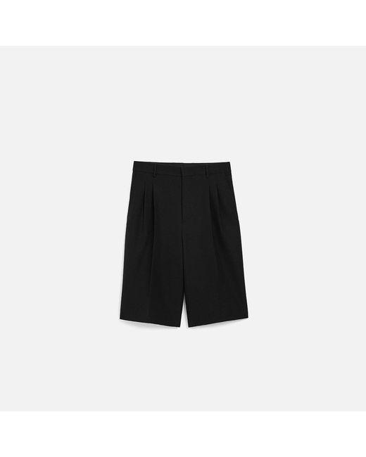 AMI Black New Wool Low Waist Wide Bermuda Shorts for men