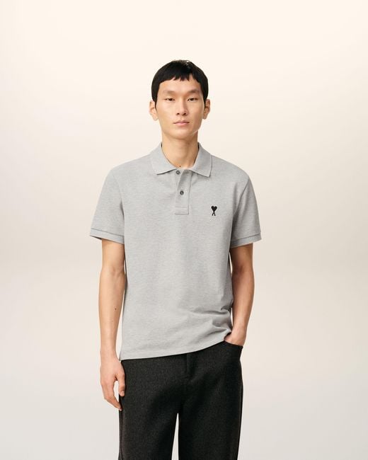 AMI Natural Cotton Polo With Ami De Coeur for men