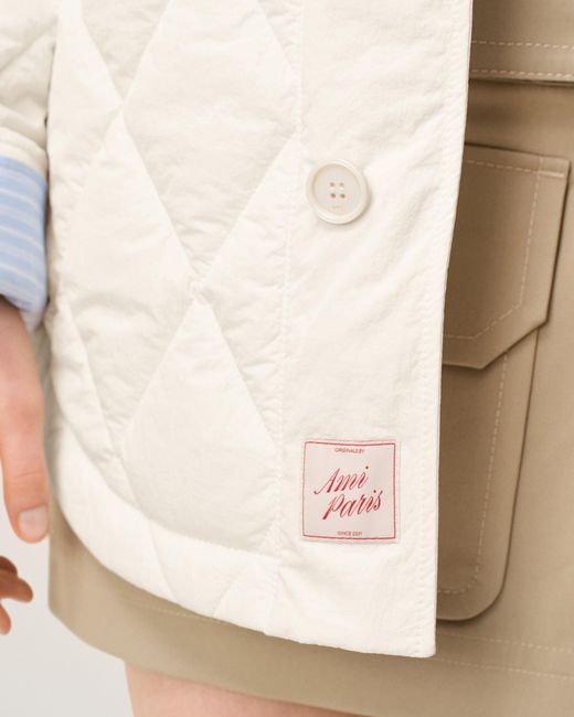 AMI Natural Nylon Padded Buttoned Jacket