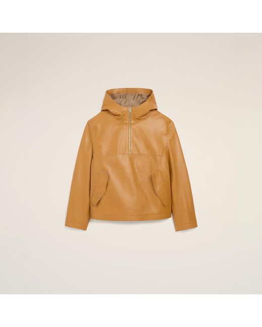 AMI Natural Cow Leather Hooded Jacket for men